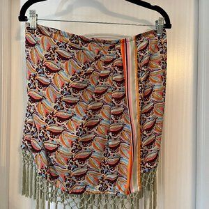 NWT ANTHROPOLOGIE SILKY STRAPLESS PRINT TOP, SIZE L